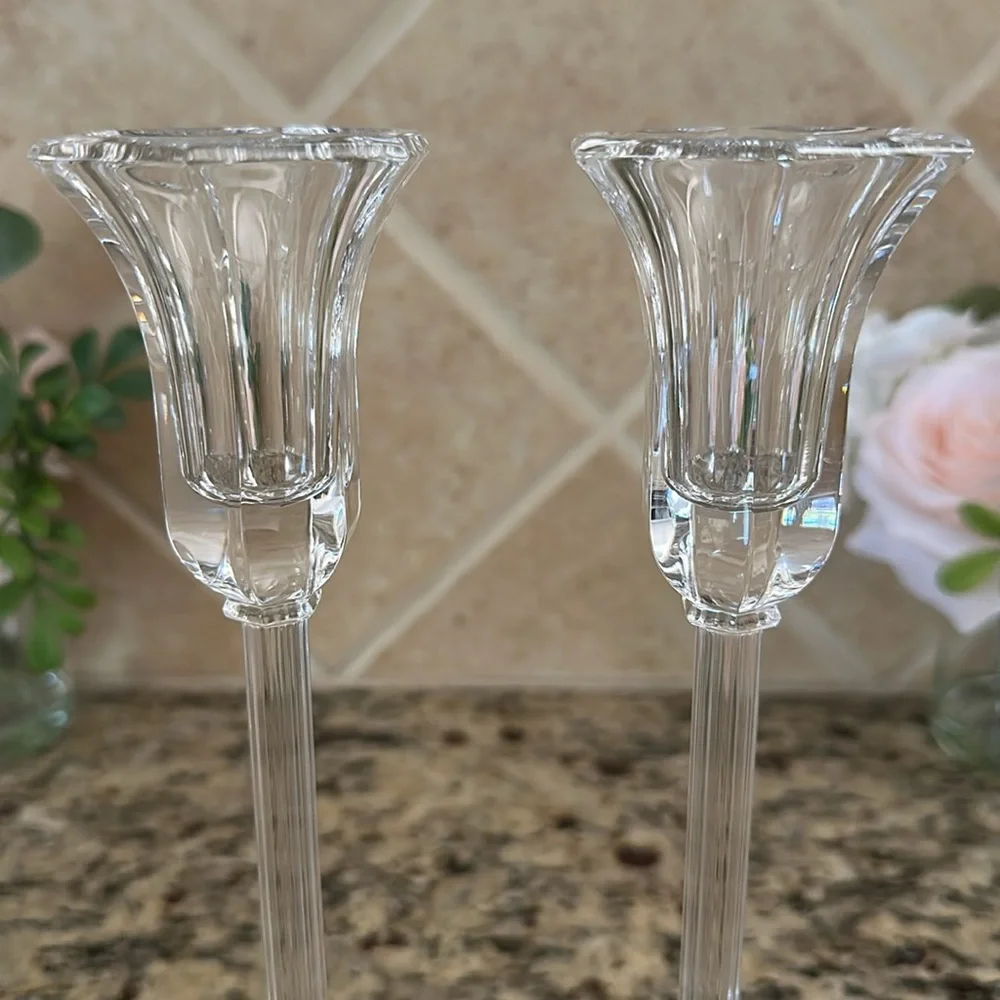 WATERFORD MARQUIS TRIUMPH CRYSTAL CANDLESTICKS CANDLE HOLDERS